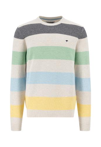 O-Neck, Striped Structure L Casual Fit - New Offwhite