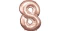 Super Shape Folienballon Rosé Gold, Zahlenballon 8, 53 x 83 cm rosegold
