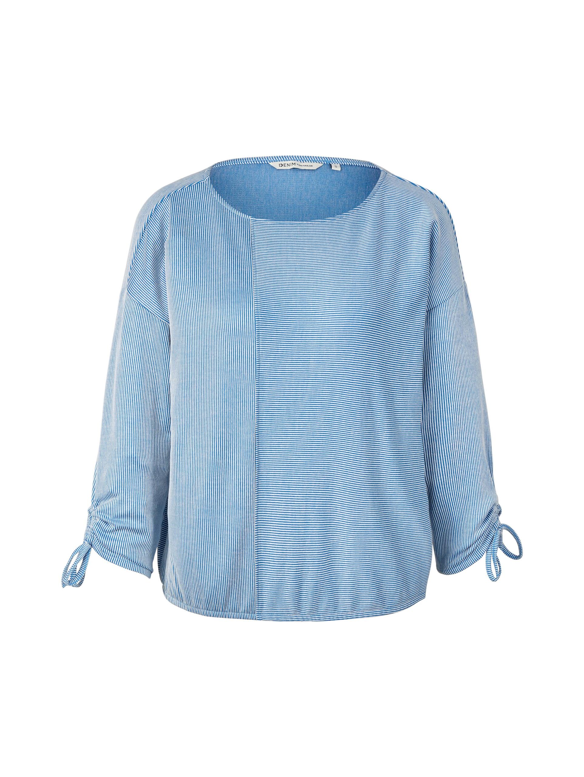 Loose Fit Langarmshirt mit Raffärmeln XL Loose Fit - Small Mid Blue White Stripe