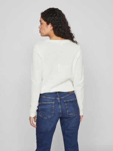 VIDALO O-NECK L/S KNIT TOP- NOOS L Normal geschnitten - White Alyssum