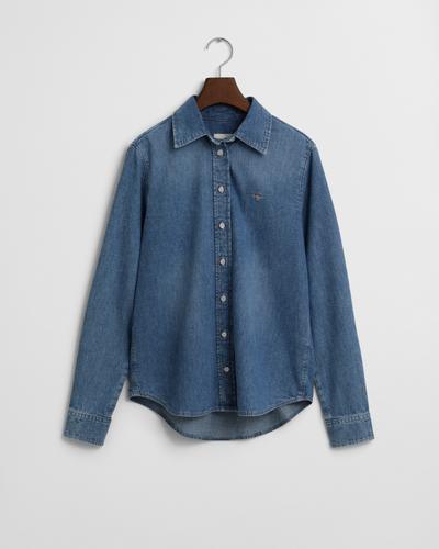 Regular Fit Jeansbluse 36 - Semi Light Blue Worn In