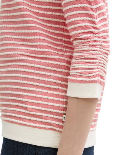 Sweatshirt mit Streifenmuster L Slim Fit - Red White Structure Stripe