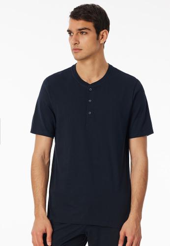 T-Shirt Knopfleiste Blau 54