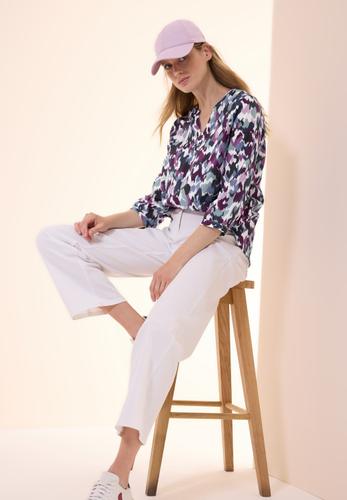 Bedruckte Baumwollbluse M - Vanilla White