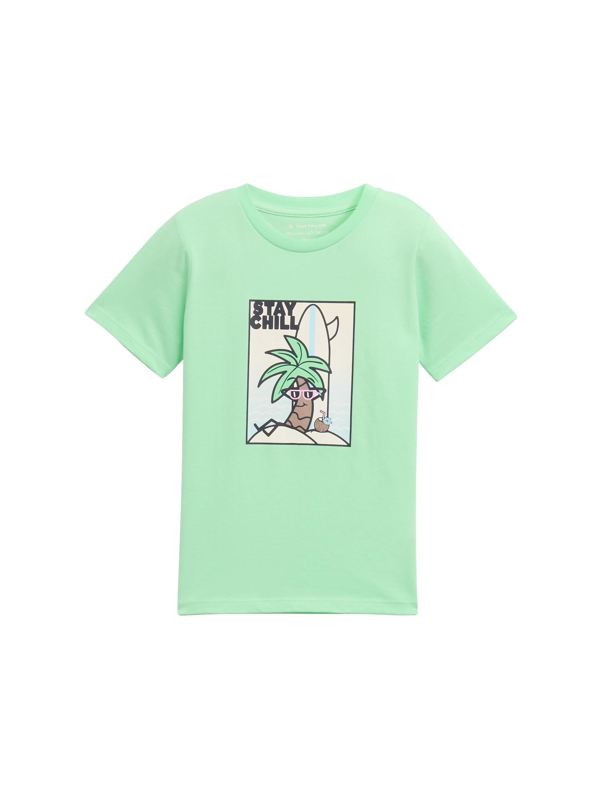 T-Shirt mit Print 92/98 Regular Fit - Soft Neo Green