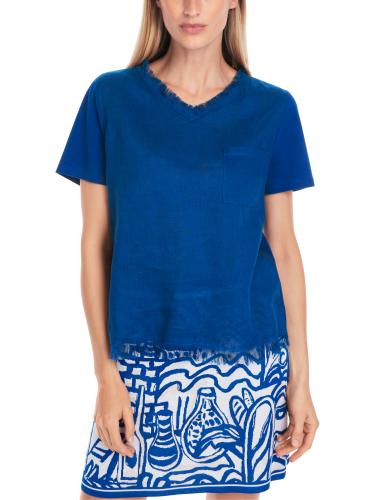 Luftiges T-Shirt mit Leinen 38 - Gentian
