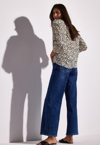 Print-Bluse mit Tapedetails 36 - Moonstone Sand