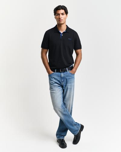 Kontrast Piqué Poloshirt L - Black