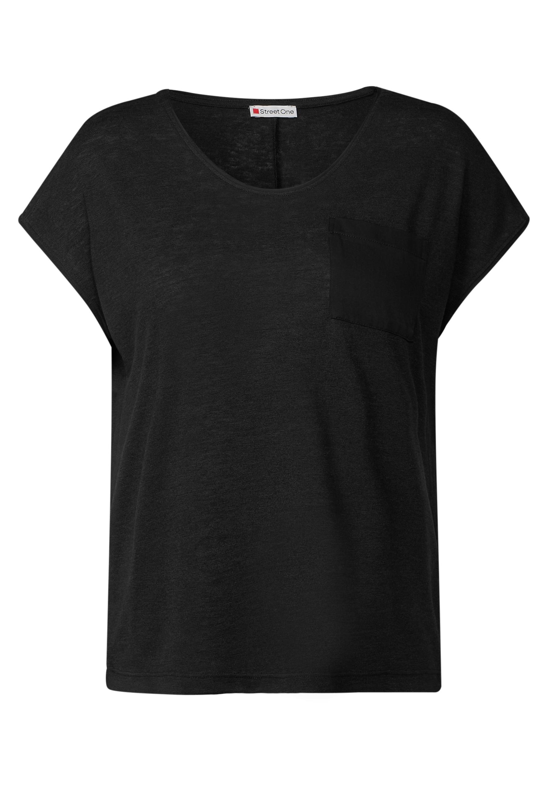 Leinen-Look T-Shirt 36 - Black