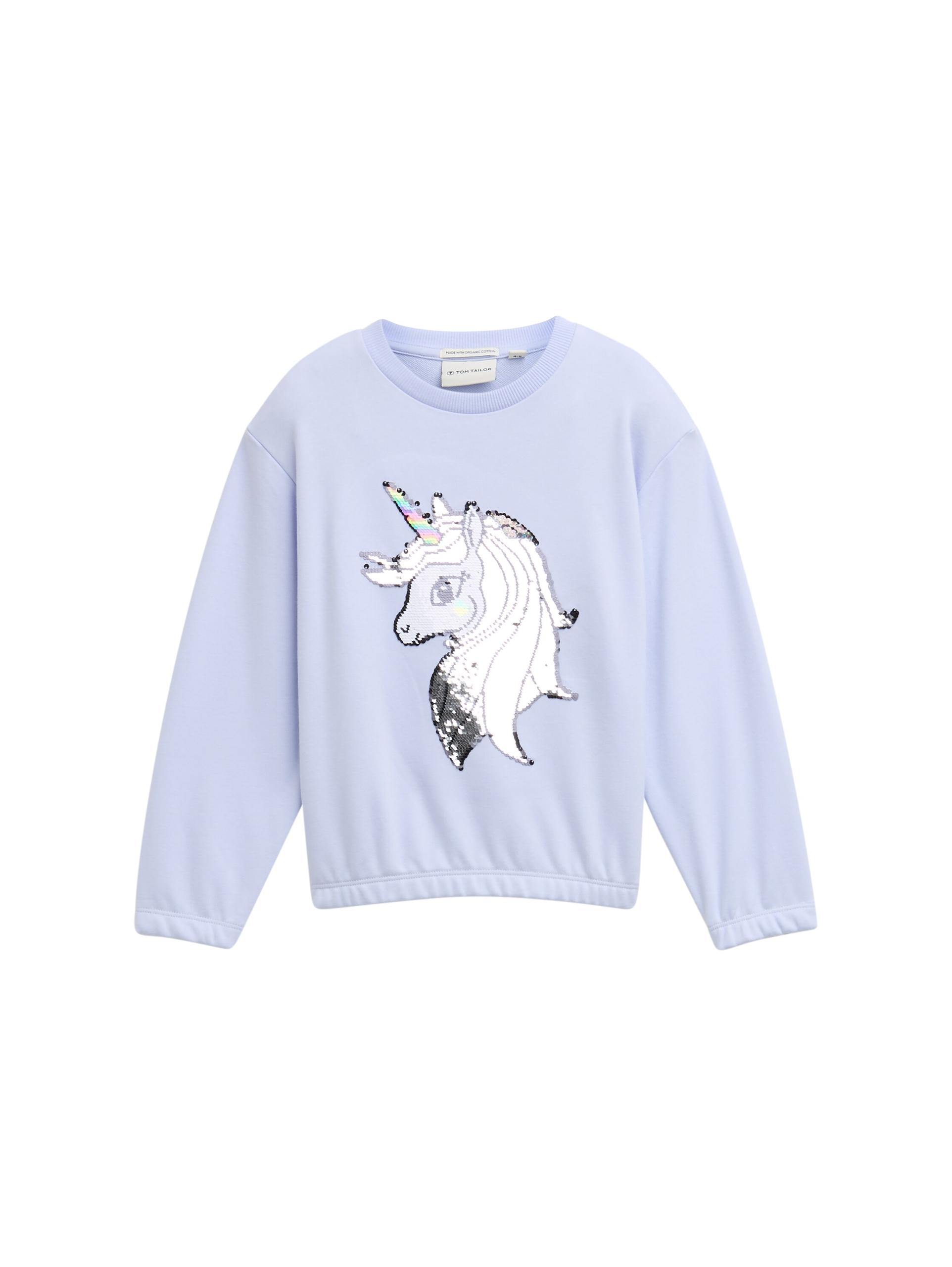 Cropped Sweatshirt mit Wendepailletten 116/122 Cropped Fit - Happy Lilac