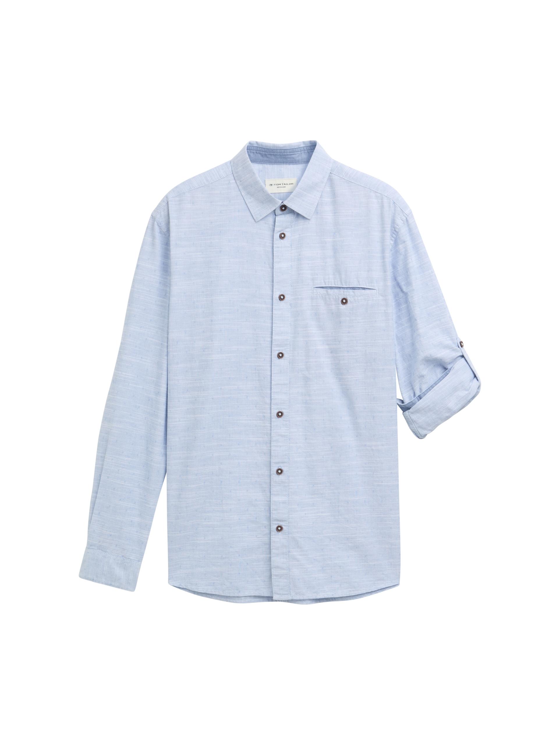 Regular Fit Hemd mit Turn-up-Funktion XXL Regular Fit - White Blue Fil A Fil Dobby