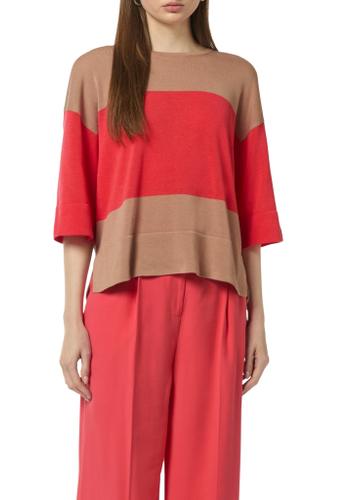Strickpullover S - Braun|rot