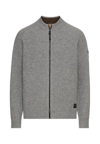 Strickjacke aus reiner Lammwolle XXL Regular Fit - Grey Melange