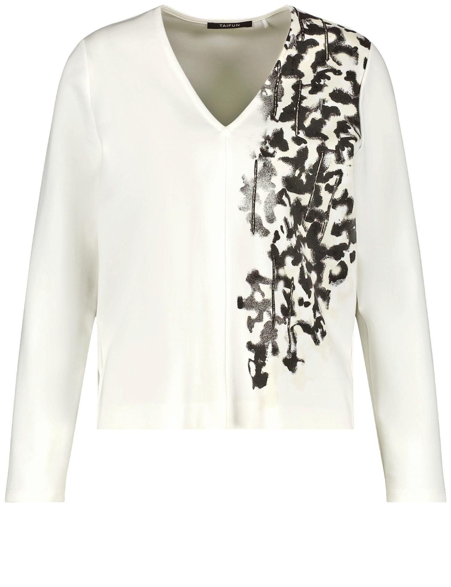 Langarmshirt mit Print 46 Figurumspielend - Offwhite Gemustert