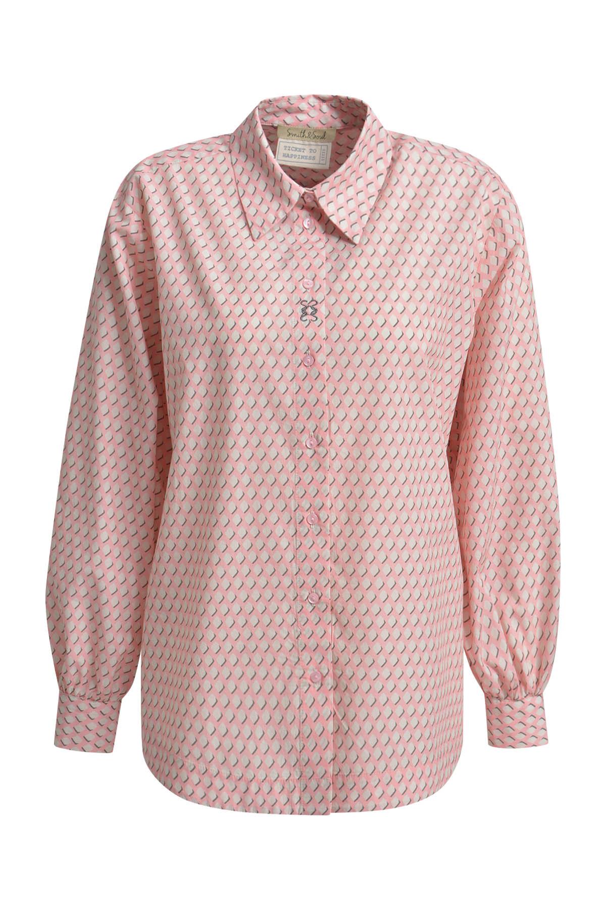 Volum slv shirt collar blouse XXL - Bubblegum Print