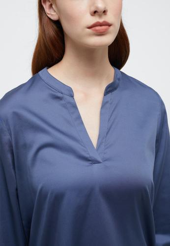 Satin Shirt Bluse Satingewebe Langarm Blau 38/Langarm