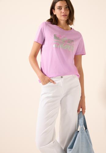T-Shirt mit Folienprint L - Cherry Blossom Pink