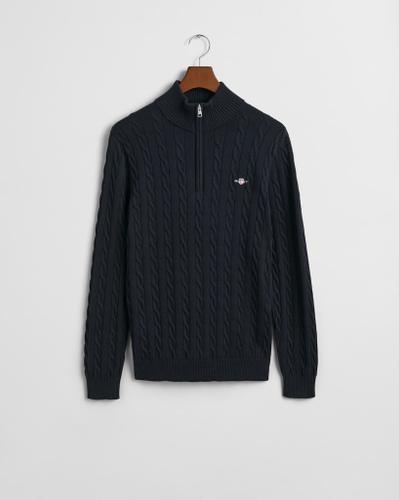 Zopfstrick Troyer aus Baumwolle Blau XL