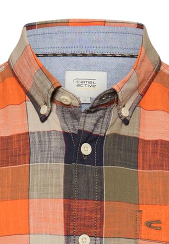 Karohemd aus reiner Baumwolle XL Regular Fit - Burned Orange