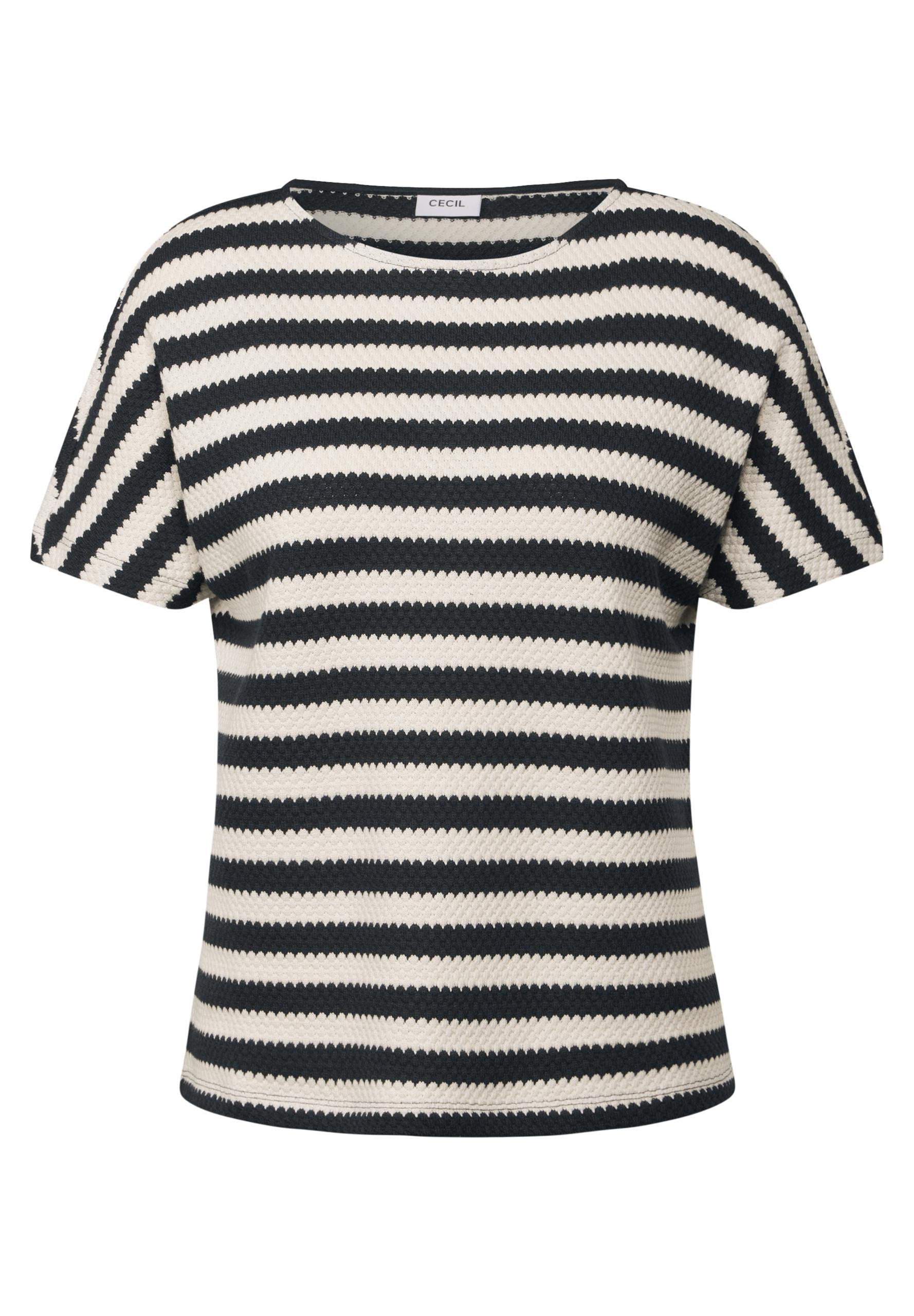 Gestreiftes Strukturshirt M - Light Alabaster White