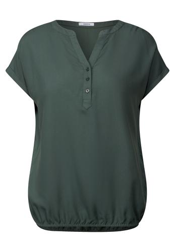 Kurzarmbluse in Unifarbe L - Dark Balmy Khaki