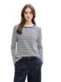 Langarmshirt mit Streifenmuster XL Regular Fit - Navy White Stripe