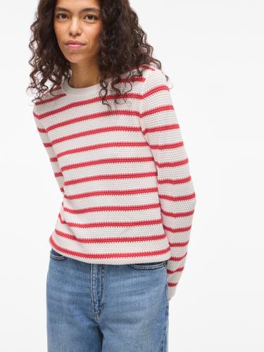 VIDALO O-NECK L/S STRIPE KNIT TOP- NOOS M Normal geschnitten - White Alyssum