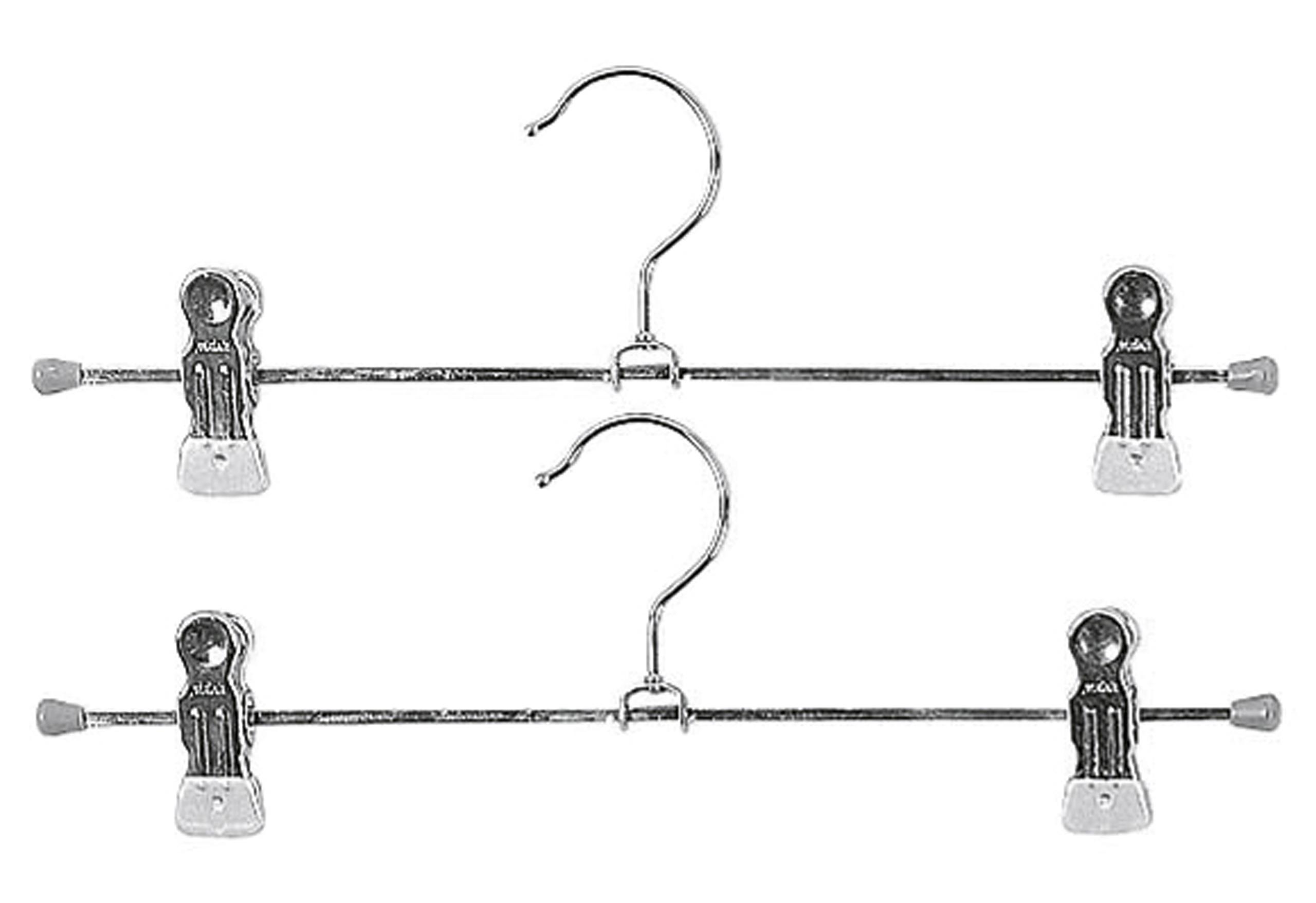 Klemm-Hosenbügel Clip Metall mit 2 Clips 35cm silber 2er Pack