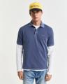 Sunfaded Piqué Poloshirt Blau XL