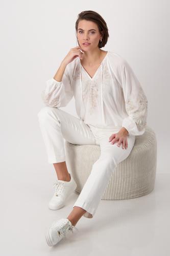 Bluse mit Stickerei 36 - Off-white