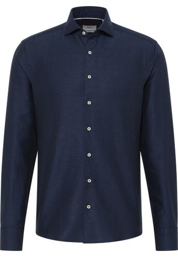 Linen Shirt Twill Langarm 38/Langarm - 67cm SLIM FIT - Midnight