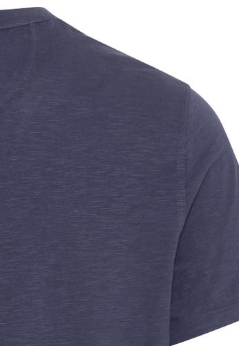 Kurzarm Henleyshirt aus reiner Baumwolle Blau 5XL