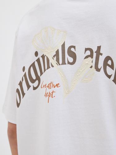 JORPAROS ELEMENT BACK TEE SS CREW JNR 152 Locker geschnitten - Bright White