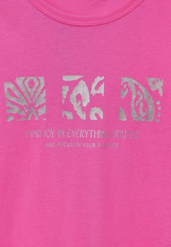 T-Shirt mit Schimmer Print M - Bloomy Pink