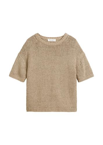 Kurzarm-Pullover loose Beige XS