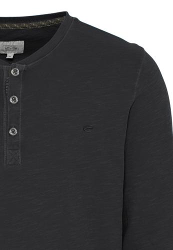 Leichtes Langarmshirt mit Henley Kragen aus Organic Cotton L Regular Fit - Asphalt