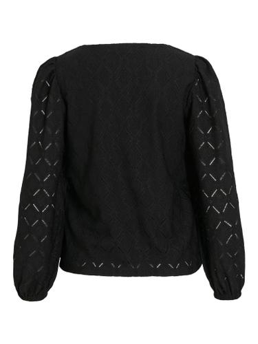 VIFERO V-NECK L/S TOP/DFS/TES L Normal geschnitten - Black Beauty