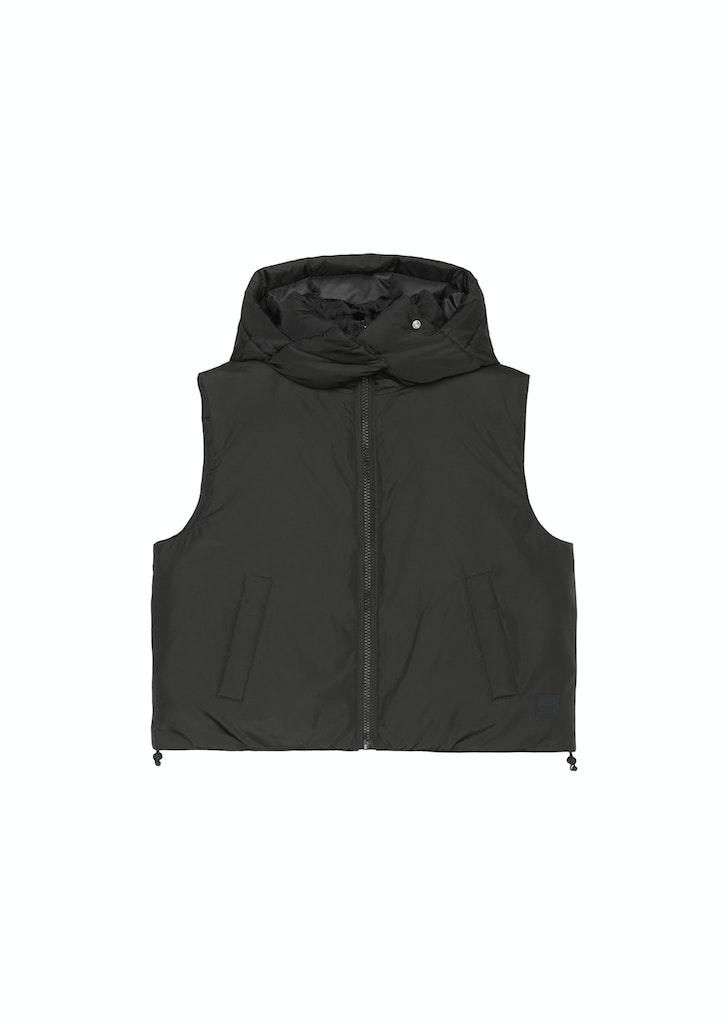 Kurze Steppweste mit abnehmbarer Kapuze M - Black