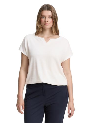 Plus Size - T-Shirt im Material-Mix 46 Regular Fit - Whisper White
