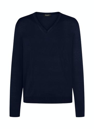 Pullover V-Ausschnitt 1/1 Arm Blau 54