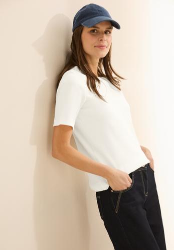 Basic Rippstruktur T-Shirt L - Vanilla White