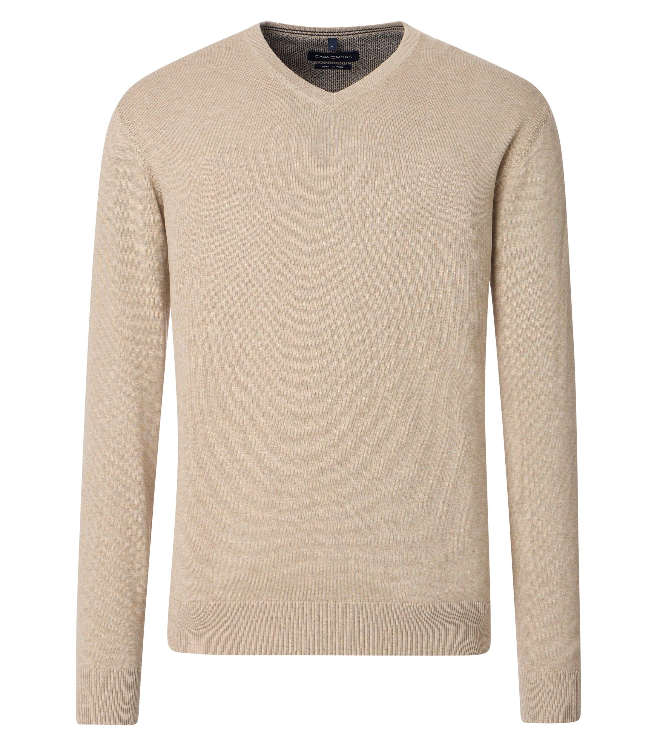 Pullover mit V-Ausschnitt uni 004430 XL - Beige