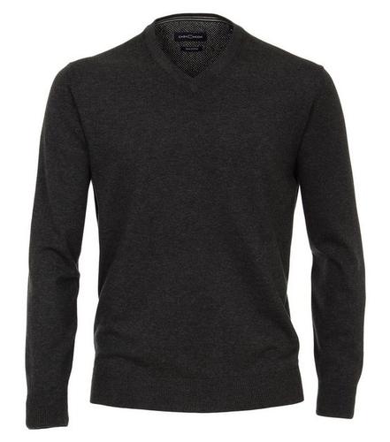 Pullover mit V-Ausschnitt uni 004430 L - Anthrazit