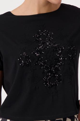 T-Shirt mit Pailletten 38 - Schwarz