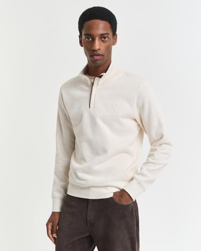 Sacker Rib Sweatshirt mit Reißverschlusskragen L - Cream