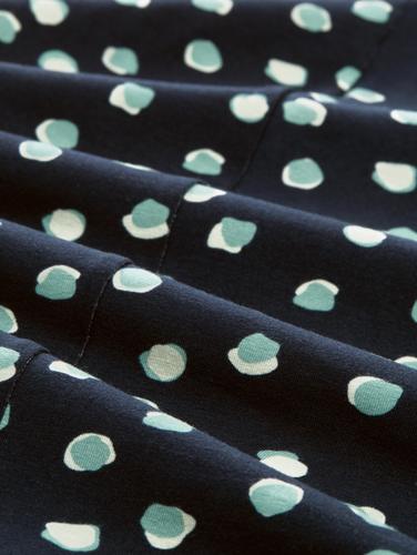 Kleid mit Raffungen 46 Regular Fit - Navy Green Dots
