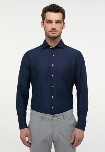 Linen Shirt Twill Langarm 38/Langarm - 67cm SLIM FIT - Midnight