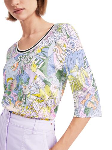 Rippen-T-Shirt mit Sushi-Print Violett 40