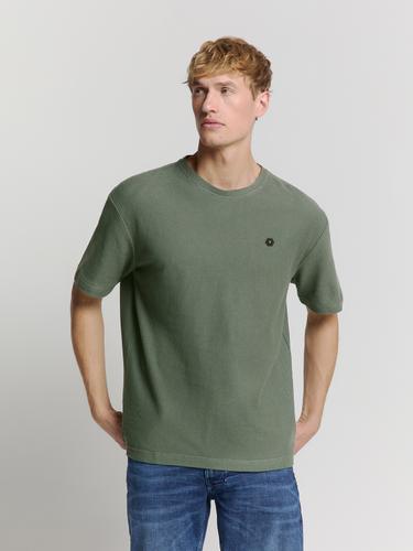 T-Shirt Crewneck Solid Relief Jacquard XL Relaxed Fit - Dark Steel