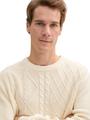 Strickpullover mit Zopfmuster XXL Regular Fit - Smooth Light Sand